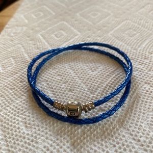 Blue woven Pandora bracelet.